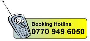 Booking Hotline - 0770 949 6050. Click for more contact details